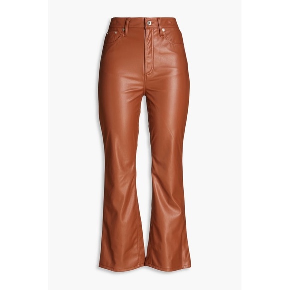 RAG AND BONE Brown Casey Faux Leather Flared Ankle Pants - Picture 3 of 10